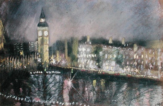 Big Ben, from the South Bank, 1995 (pastel on paper)  od Sophia  Elliot
