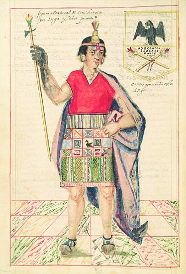 Illustration of Cincheroca, from ''Historia y Genealogia Real de los Reyes Incas del Peru, de sus he od Spanish School