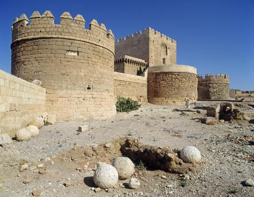 View of the castle exterior with un-earthed canonballs (photo) od Spanish School, (15th century)