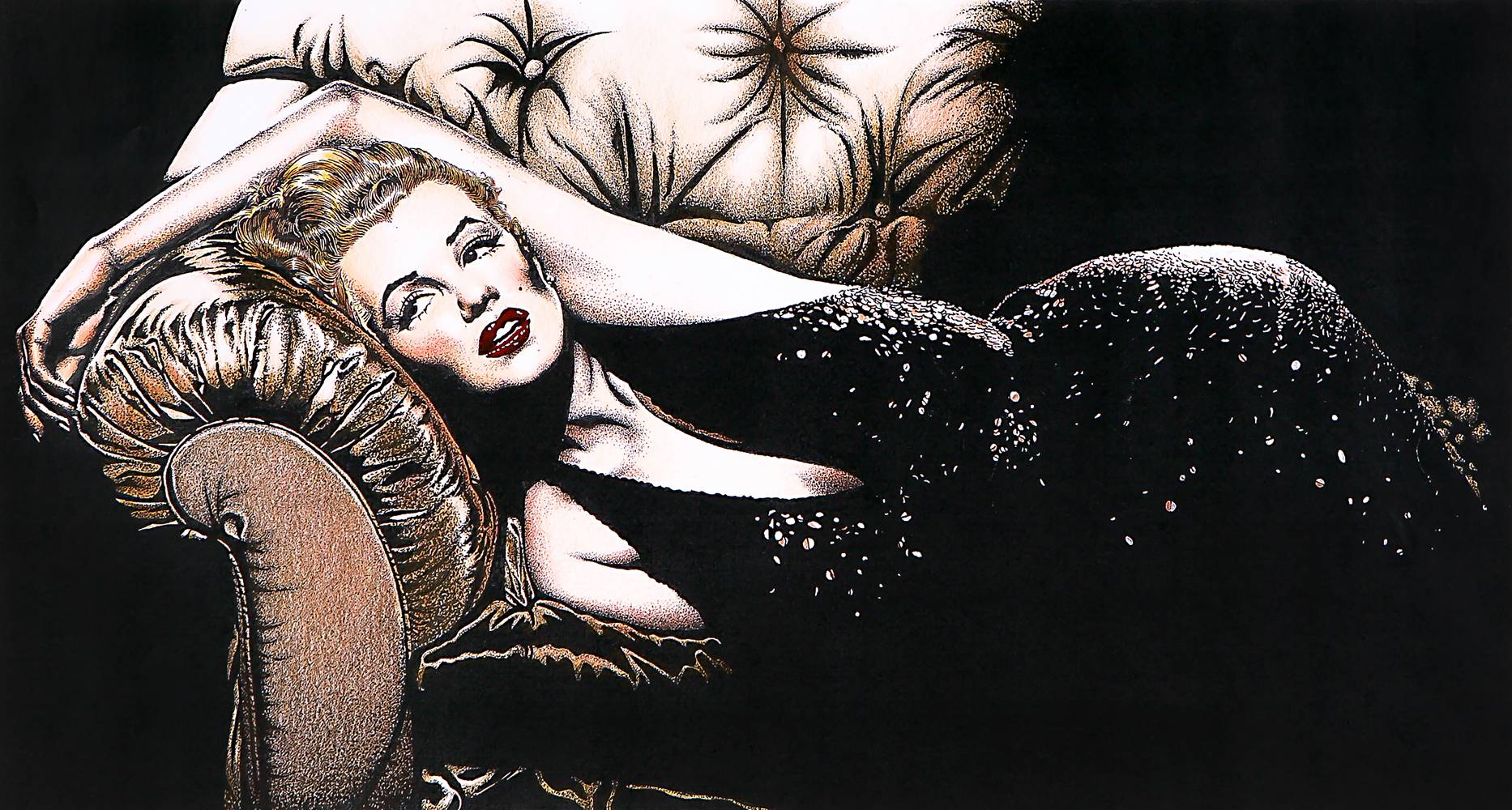 Marilyn Monroe na pohovce, barevná od Stephen Langhans
