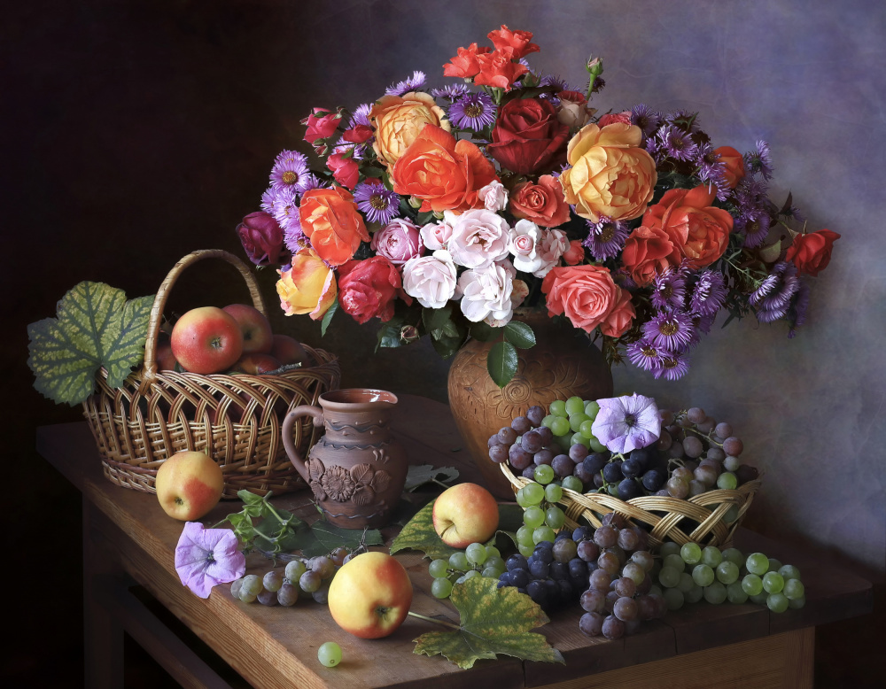 Still life with autumn bouquet and fruits od Tatyana Skorokhod (Татьяна