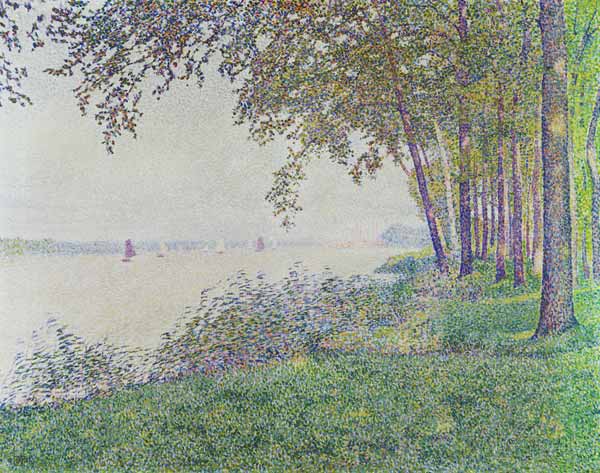 Riverside with sailing boats od Theo van Rysselberghe