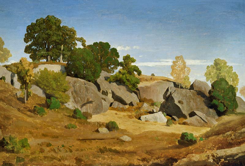 Rocks at Fontainebleau od Theodore Caruelle d' Aligny