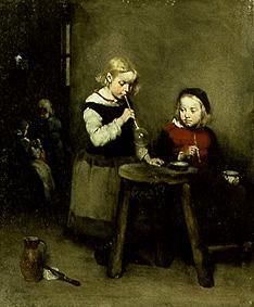 Children at the soap-bubble game od Théodule-Augustin Ribot