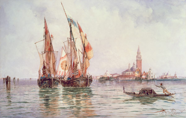 Fishing boats near San Giorgio Maggiore, Venice od Thomas Bush Hardy