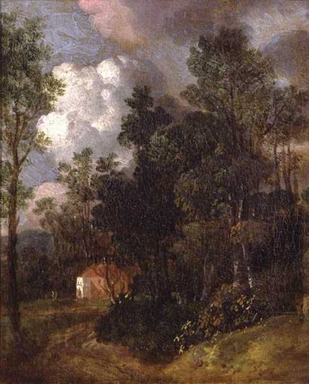 Wooded Landscape with Country House and Two Figures od Thomas Gainsborough