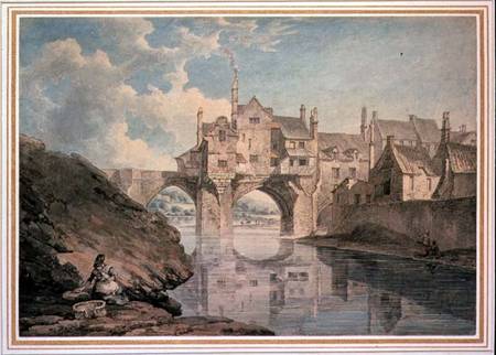 Elvet Bridge, Durham  and pencil on od Thomas Hearne