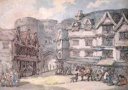 The South Gate, Exeter (pen, w/c & pencil on od Thomas Rowlandson