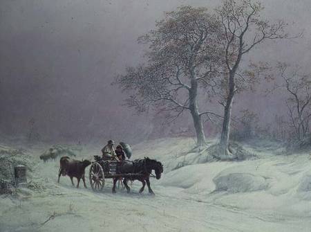 The wintry road to market od Thomas Sidney Cooper