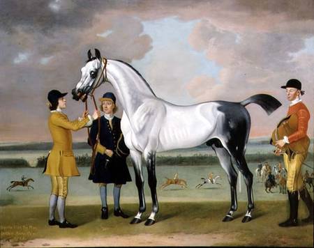 The Duke of Bolton's 'Starling' with a jockey and groom at Newmarket od Thomas Spencer
