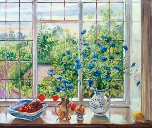 Cornflowers and Kitchen Garden  od Timothy  Easton