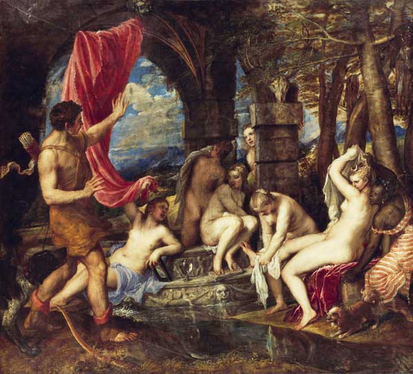 Diana und Aktaeon od Tizian (ve skutečnosti Tiziano Vercellio)