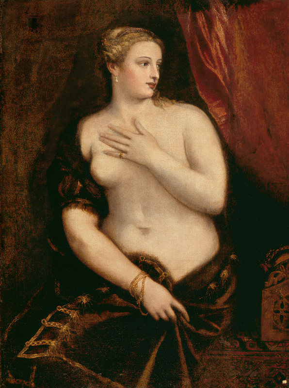 Venus Contemplating Her Reflection in a Mirror od Tizian (ve skutečnosti Tiziano Vercellio)