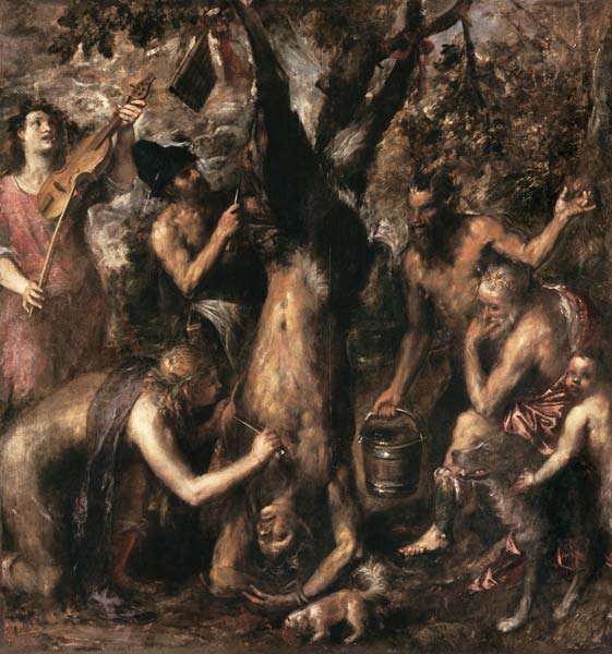 Apollo punishes Marsyas. od Tizian (ve skutečnosti Tiziano Vercellio)
