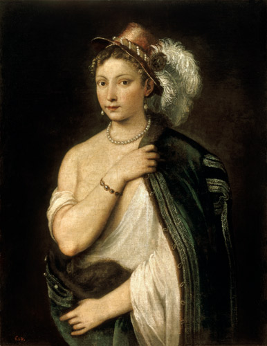 Female Portrait od Tizian (ve skutečnosti Tiziano Vercellio)