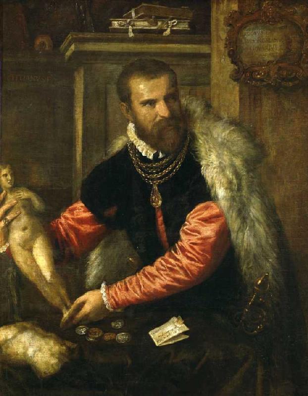 Jacopo de Strada, italienischer Kunstsammler od Tizian (ve skutečnosti Tiziano Vercellio)