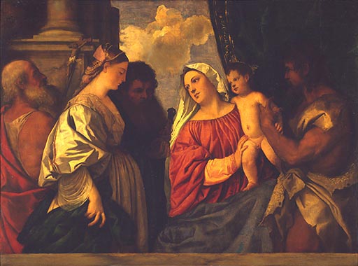 Maria mit dem Kind und vier Heiligen od Tizian (ve skutečnosti Tiziano Vercellio)