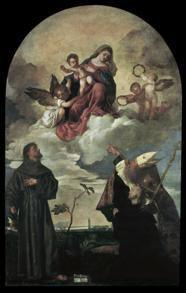 Titian / Mary with child and saints od Tizian (ve skutečnosti Tiziano Vercellio)