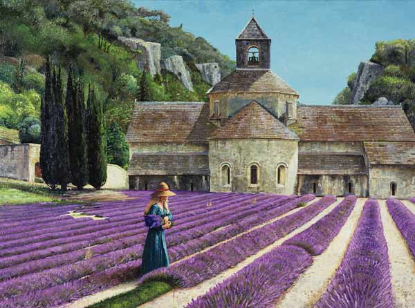Lavender Picker, Abbaye Senanque, Provence (oil on canvas)  od Trevor  Neal
