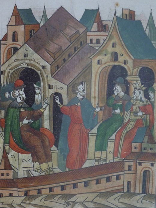 Arrest of Dmitry the Grandson and his mother (From the Illuminated Compiled Chronicle) od Unbekannter Künstler