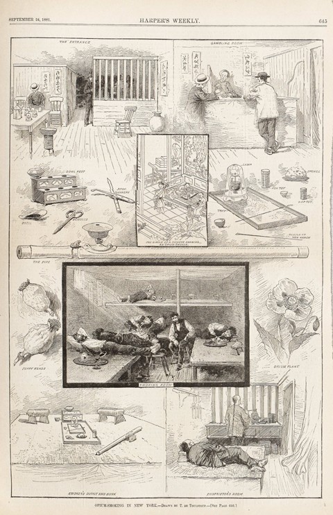 Opium-Smoking in New York (From Harper's Weekly, September 24, 1881) od Unbekannter Künstler