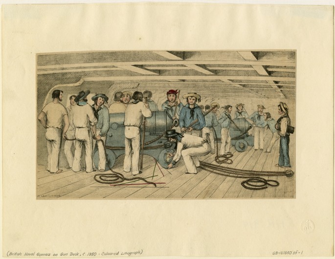 British naval gunners on gun deck od Unbekannter Künstler