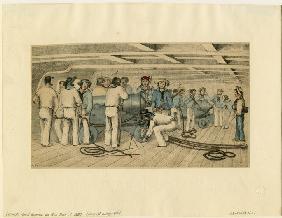 British naval gunners on gun deck