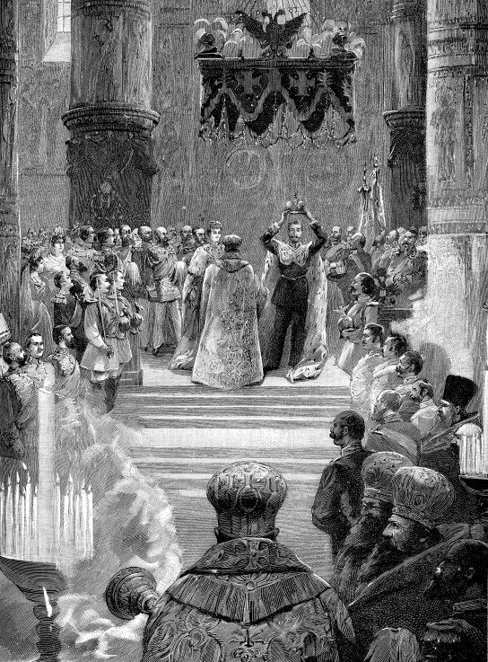 The Coronation of Emperor Nicholas II in the Assumption Cathedral od Unbekannter Künstler