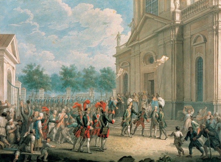 Catherine II on the Staircase of the Kazan Cathedral, Greeted by the Clergy on the day of her access od Unbekannter Künstler