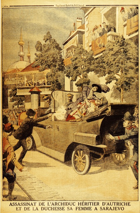 The Assassination of Archduke Franz Ferdinand of Austria and his wife, Duchess Sophia, by Gavrilo Pr od Unbekannter Künstler