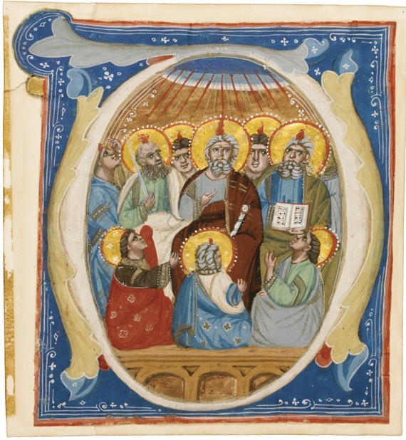 The Pentecost. Initial "O" from an Antiphoner od Unbekannter Künstler