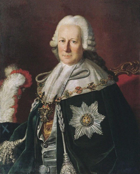 Portrait of the Admiral Semyon Ivanovich Mordvinov (1701-1777) (After Carl Ludwig Christineck)) od Unbekannter Künstler