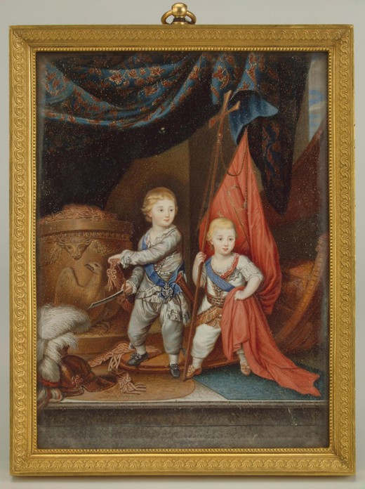 Portrait of Grand Dukes Alexander Pavlovich and Constantine Pavlovich as children od Unbekannter Künstler