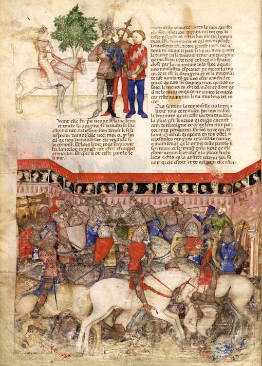 The Knights of the Round (Miniature from La Quête du Saint Graal et la Mort d'Arthus) od Unbekannter Meister