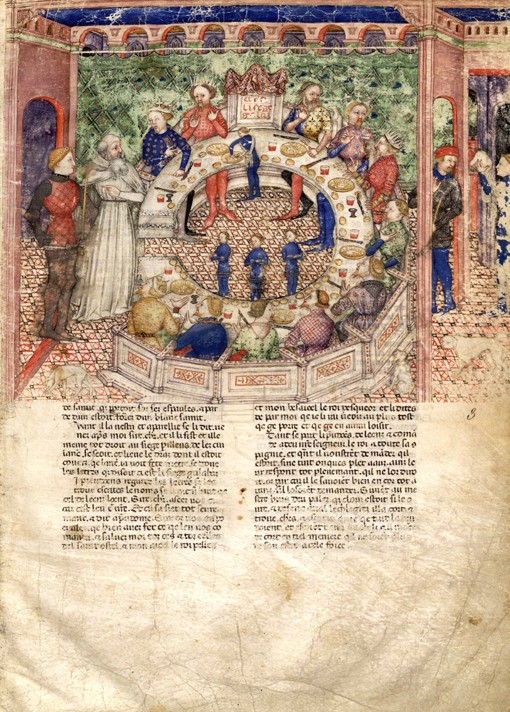 The Knights of the Round (Miniature from La Quête du Saint Graal et la Mort d'Arthus) od Unbekannter Meister