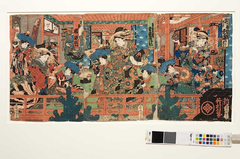 Kurtisanen mit ihren Schülerinnen im Freudenhaus od Utagawa Kunisada