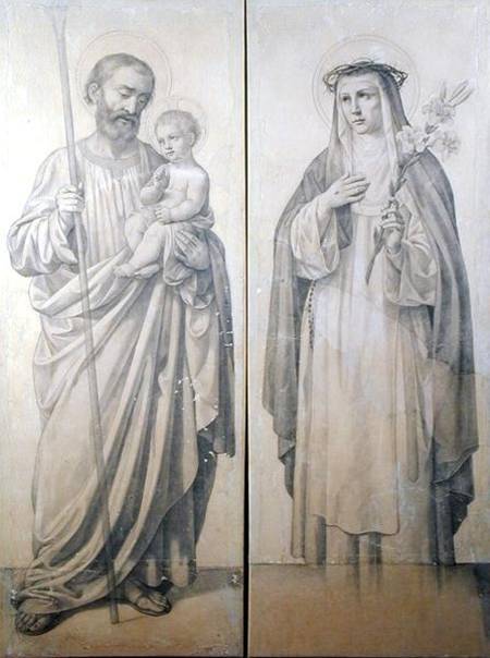 Preparatory drawing of St. Catherine of Siena and St. Christopher od V. de Matteis