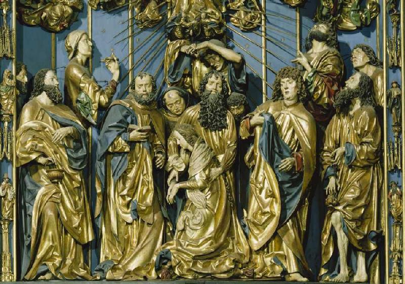 Der Krakauer Marienaltar: Die sterbende Maria im Kreis der Apostel od Veit Stoß