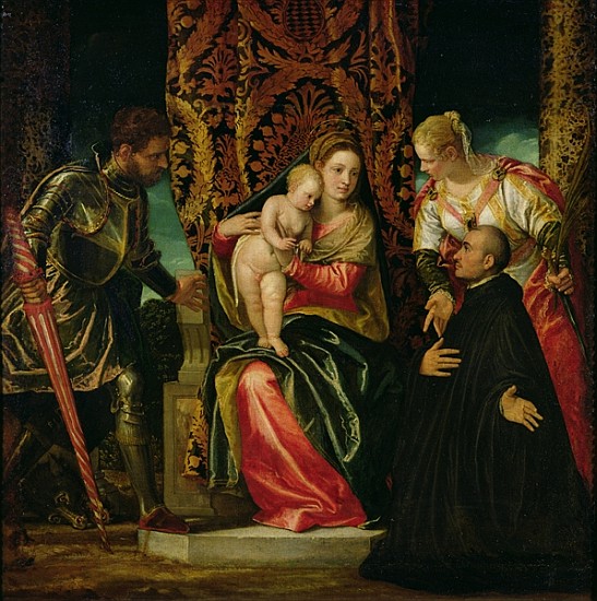Virgin and Child between St. Justine and St. George, with a Benedictine monk od Veronese, Paolo (eigentl. Paolo Caliari)