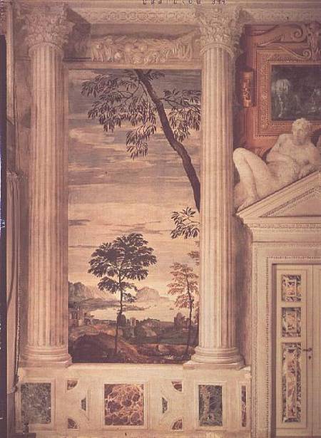 Landscape, detail of the frescoes in the Olympic Room od Veronese, Paolo (eigentl. Paolo Caliari)