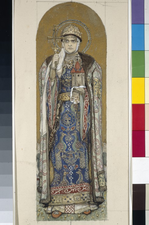 Saint Olga, Princess of Kiev (Study for frescos in the St Vladimir's Cathedral of Kiev) od Viktor Michailowitsch Wasnezow