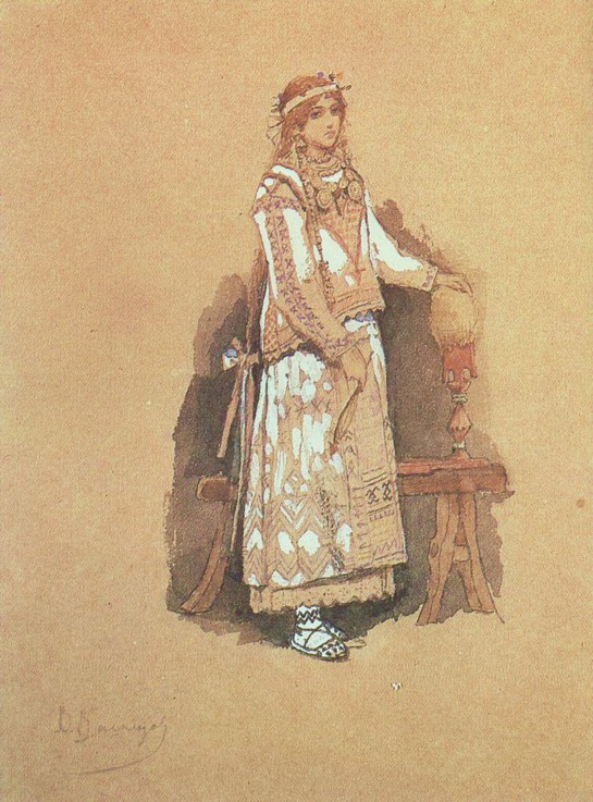 Costume design for the opera "Snow Maiden" by N. Rimsky-Korsakov od Viktor Michailowitsch Wasnezow