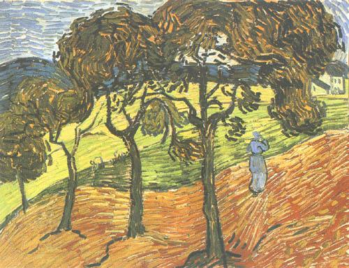 Landscape with trees and figures od Vincent van Gogh
