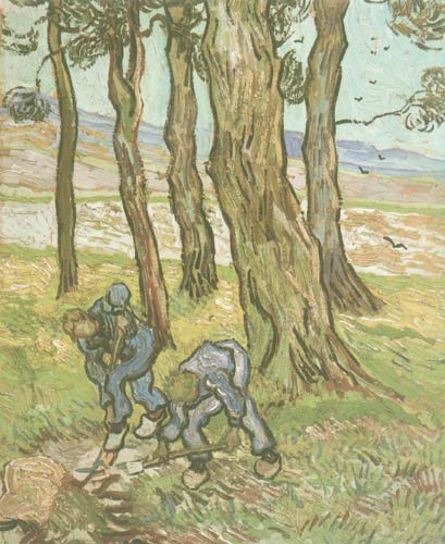Two men when digging up a tree stump od Vincent van Gogh
