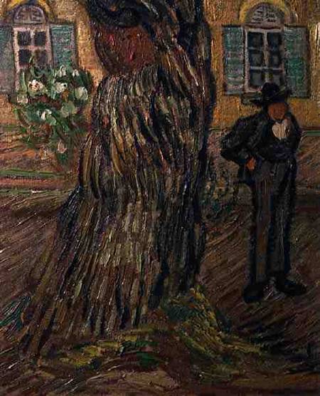 St. Paul's Hospital, St. Remy, detail of man and tree od Vincent van Gogh