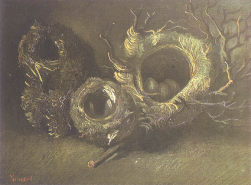 Still life with three bird's nests od Vincent van Gogh