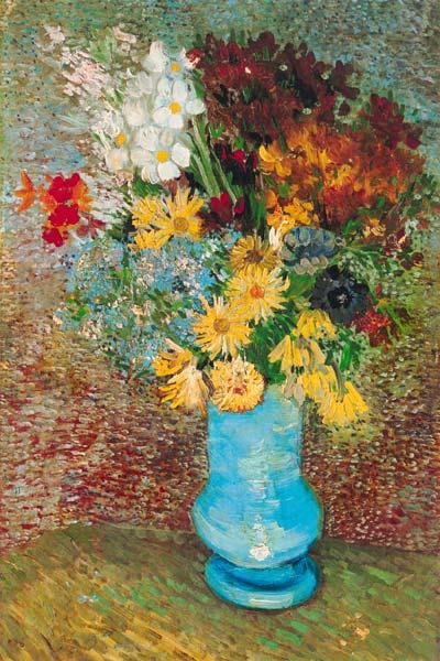 Flowers in a blue vase