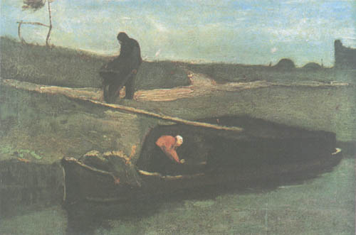 Peat boat with two figures od Vincent van Gogh