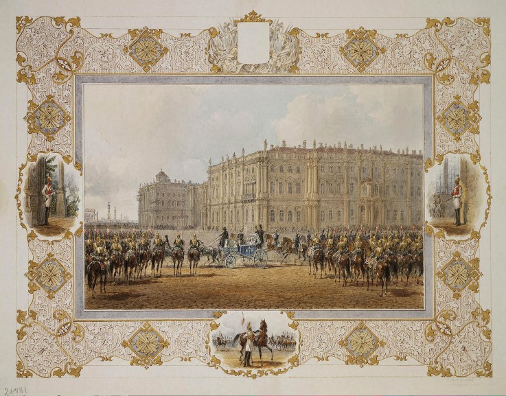 Review of the Horse-Guardsmen Regiment in Front of the Winter Palace od Wassili Sadownikow