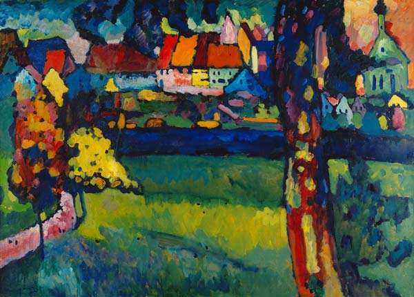 Oberbayerische Kleinstadt (Murnau) od Wassily Kandinsky